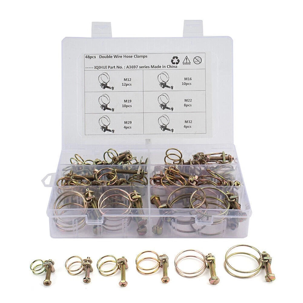 48PCS Double Wire Hose Clamp Kit for Classic Vehicles