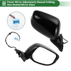 Right Side Door Mirror for Honda Fit (2015–2020) Manual Folding Gloss Black