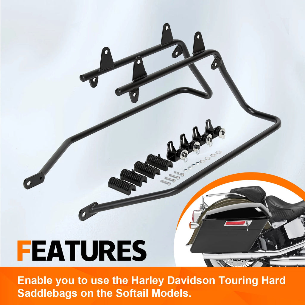 Saddlebag Conversion Brackets with Hardware for Harley Softail (1984–2017)