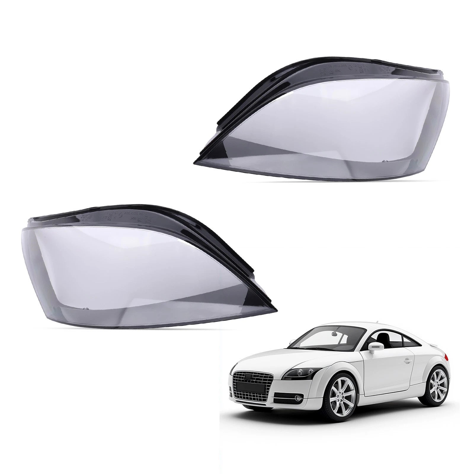 Headlight Lens Cover Pair for Audi TT (2008–2014) 8J0941029 8J0941030