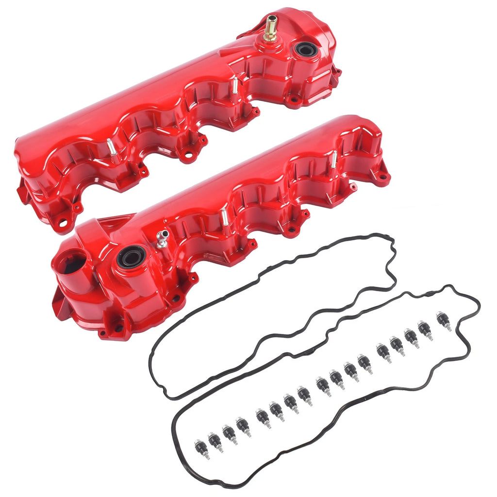 Pair Valve Cover Set Red for Ford F-150 (2004–2010), Lincoln Navigator (2005–2014)