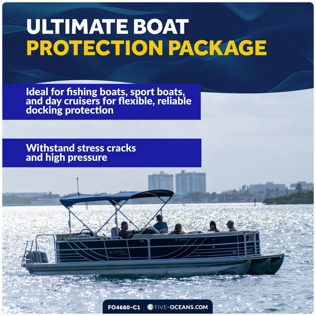 4-Pack Blue Flat Boat Fender Kit 24" x 6-7/8" x 2-1/2"