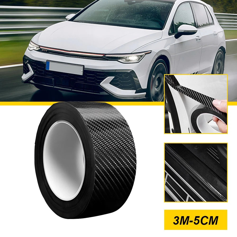 Carbon Fiber Style Door Sill Scuff Tape for Universal Use (5cm x 3m)