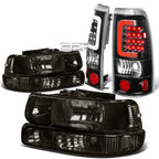 Smoked Headlight + Clear Bumper + Black 3D LED Tail Light for Silverado (1999–2002)