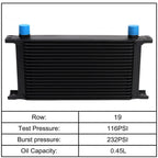 Universal Black Oil Cooler 19 Rows 10AN Stacked Plate Transmission Engine Cooler