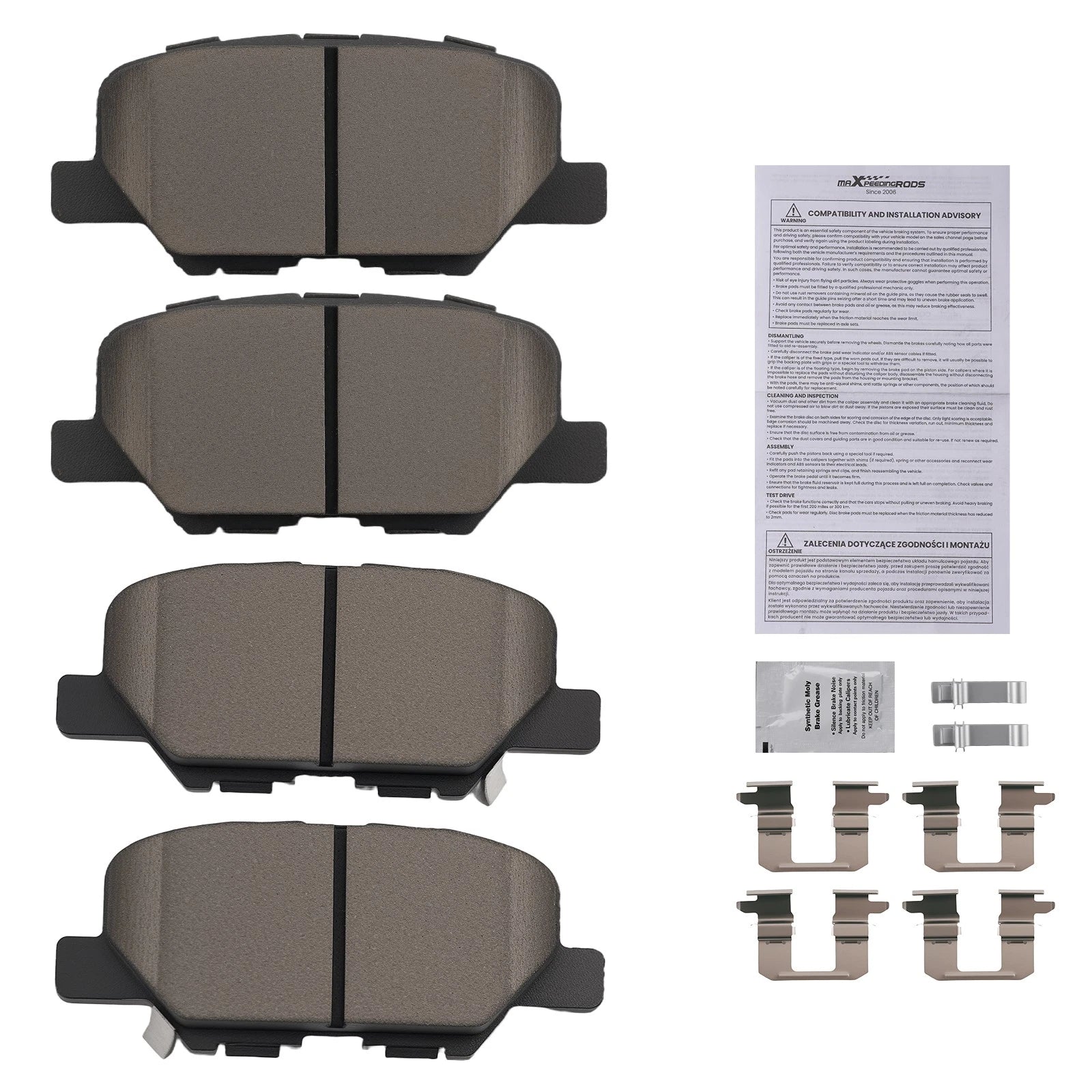 Set of 4 Rear Ceramic Brake Pads for Mazda 3 Sport (2014–2018) D1679