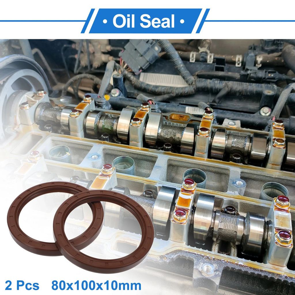 Set of 2 Oil Seal Rotary Shaft Seal FKM Rubber 80x100x10mm