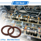 Set of 2 Oil Seal Rotary Shaft Seal FKM Rubber 80x100x10mm