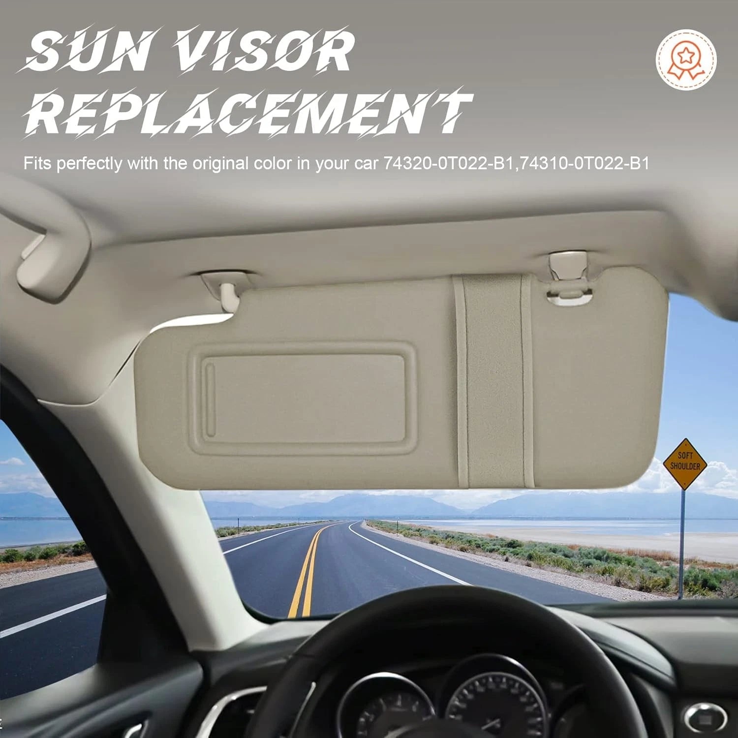 Pair Beige Sun Visors with Vanity Mirror for Toyota Venza (2009–2016)