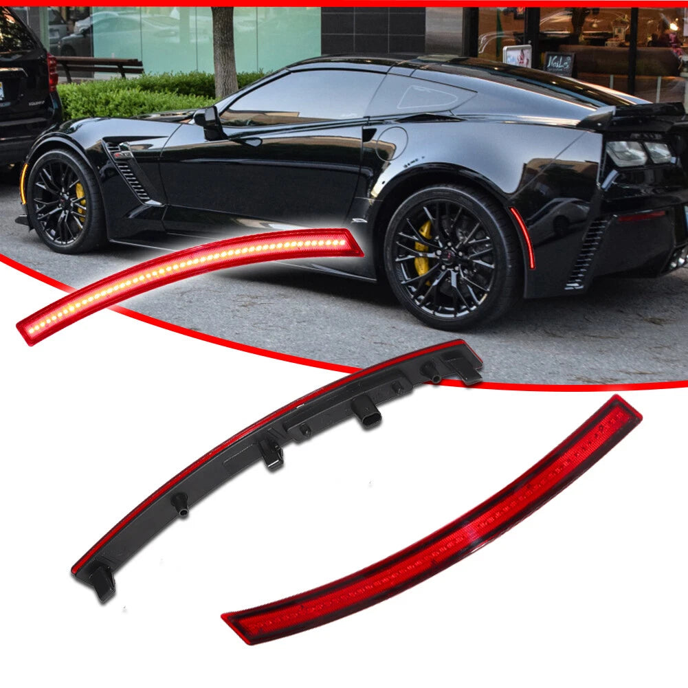 2Pcs Red Lens LED Side Marker Lights for Chevy Corvette C7 (2014–2019)