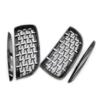 Front Frame & Chrome Grille for BMW E90 2005-2008 Black Pair