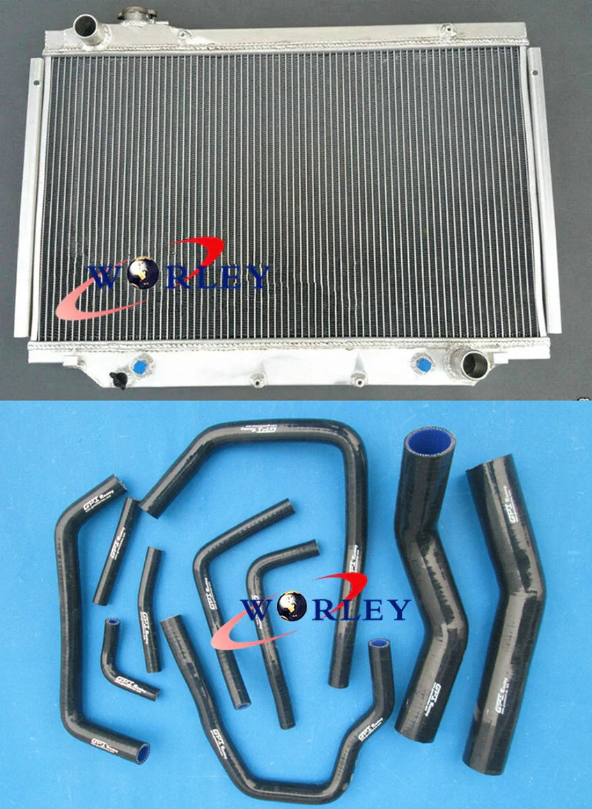 Aluminum Radiator + Blue Hose for Toyota Land Cruiser 80 Series (1990-1998)