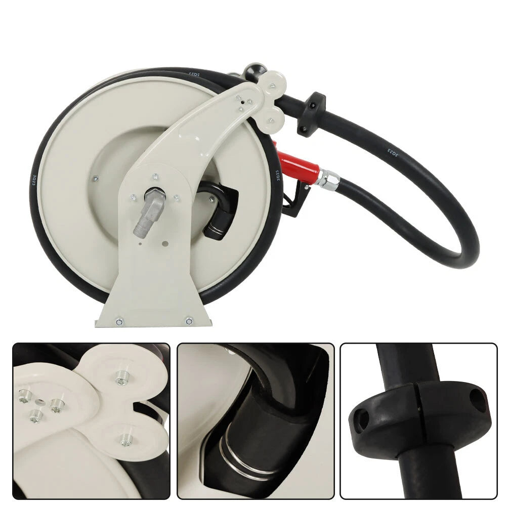 1" x 33' Retractable Diesel Fuel Hose Reel for Automotive Use