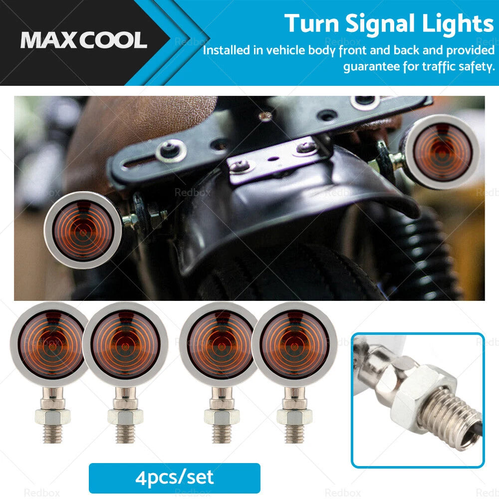 Set of 4 Chrome Bullet Turn Signal Indicators for Motorcycle Universal
