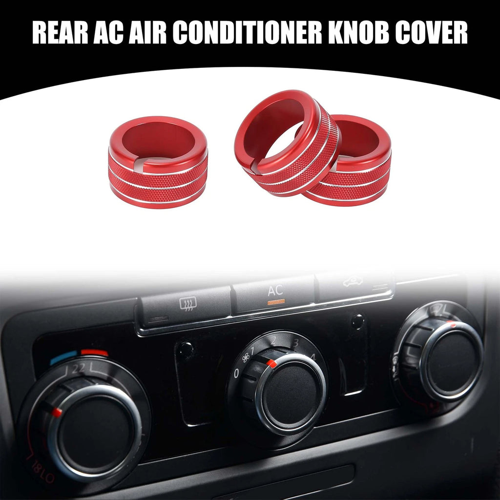 Set of 3 Rear AC Heat Temp Climate Switch Knob Covers for Dodge Durango (2011–2020) Red