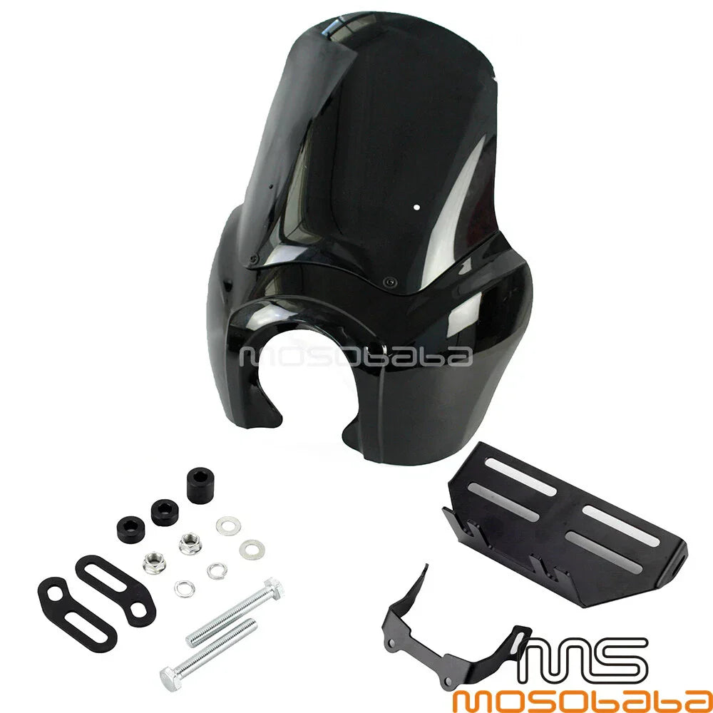 Headlight Fairing + 15" Windshield Black for Harley Softail Low Rider (2020-2023)