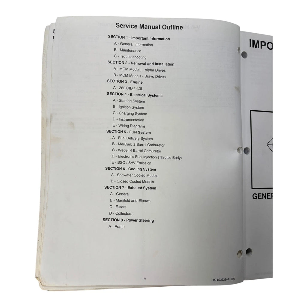 Service Manual #18 for MerCruiser GM V-6 262 CID (1996) 90-823226--1