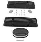 Tall Finned Valve Covers & 12" Oval Air Cleaner Kit for SBC Chevy (1958–1986)