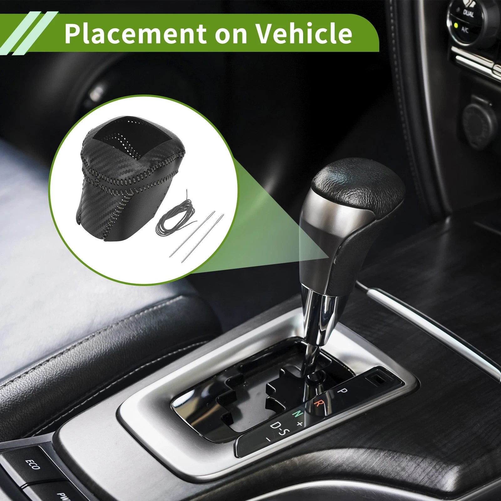 Gear Shift Knob Cover for Nissan Rogue (2021–2024) Black Carbon Fiber