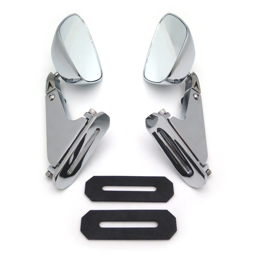 Set of 2 Chromed Diamond Shape Rearview Mirrors for Honda Suzuki Yamaha Kawasaki