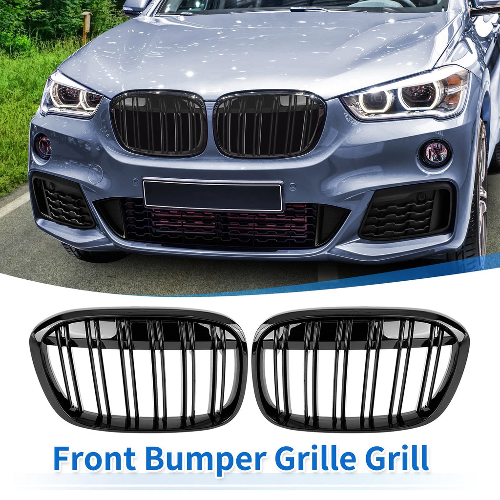 Glossy Black Kidney Grille for BMW X1 (2016–2017)