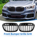 Glossy Black Kidney Grille for BMW X1 (2016–2017)