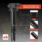 Set of 6 Ignition Coils & Iridium Spark Plugs for Kia Optima (2006–2010)