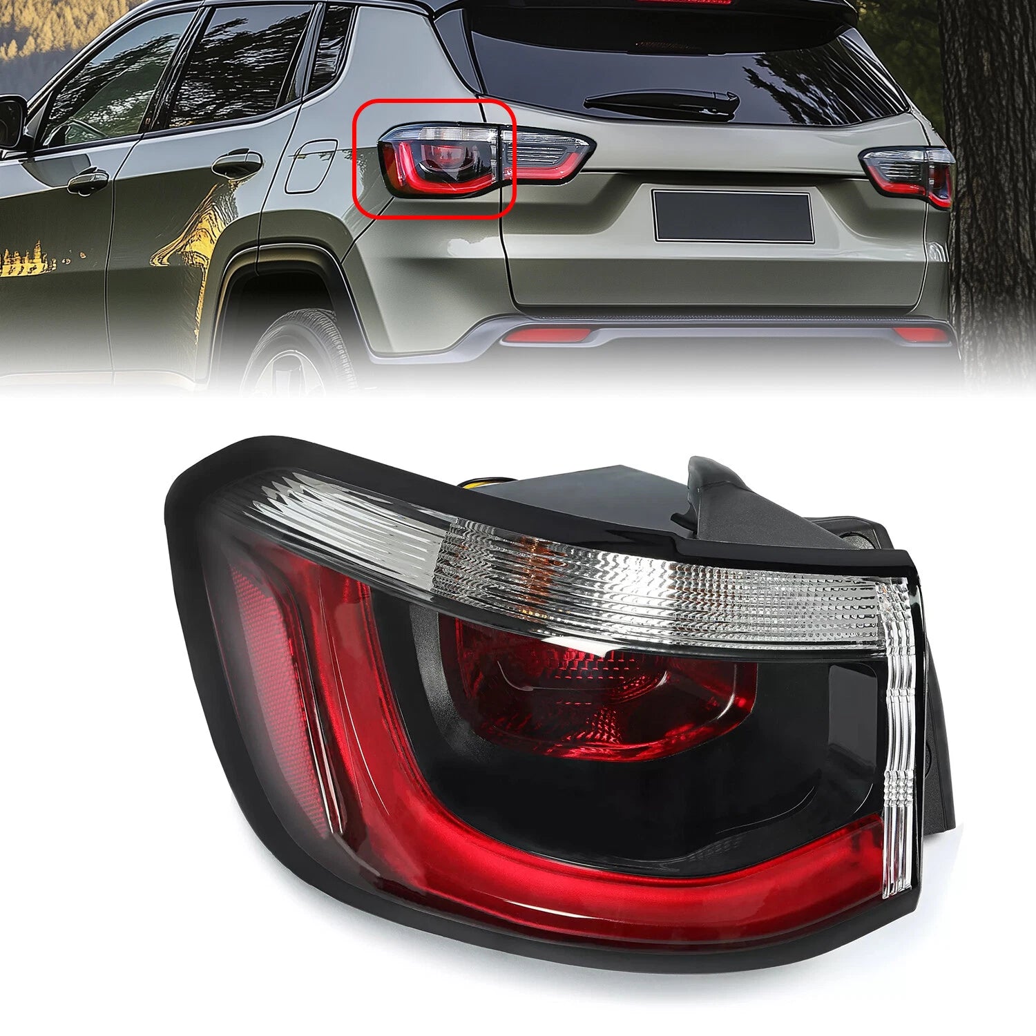 Left Driver Side Rear Tail Light for Jeep Compass (2017–2020)