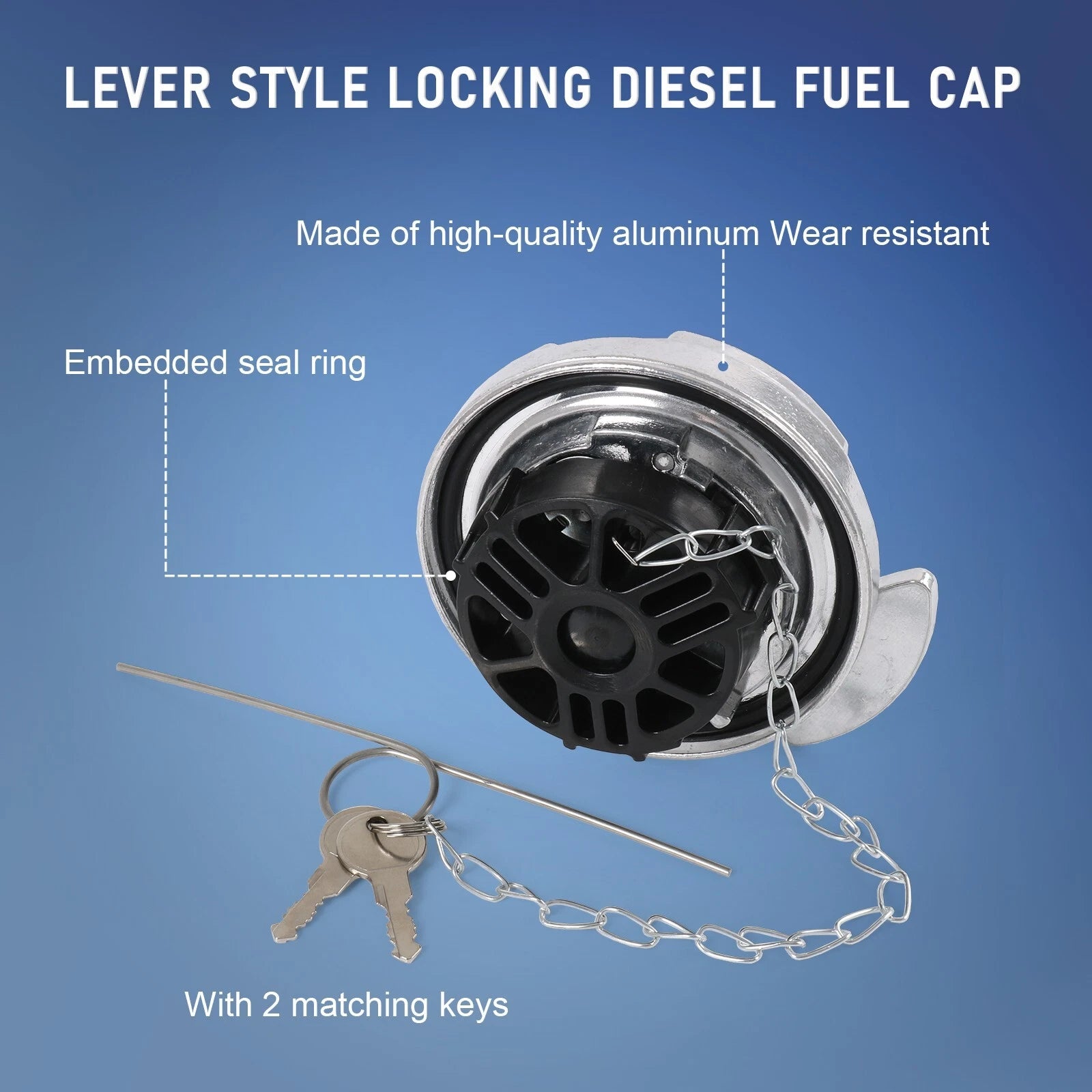 2X Lever Style Locking Fuel Cap for Peterbilt
