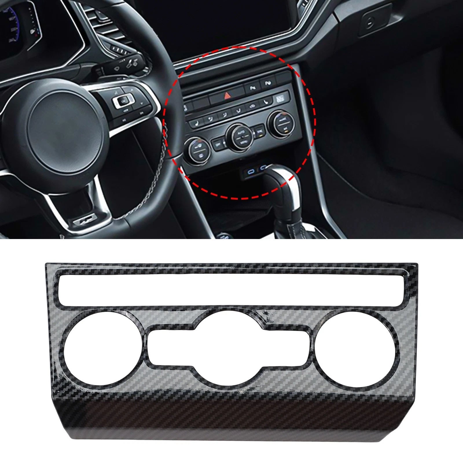 Air Conditioning Knob Trim Cover for T Roc (2018–2023) Black Carbon Fiber