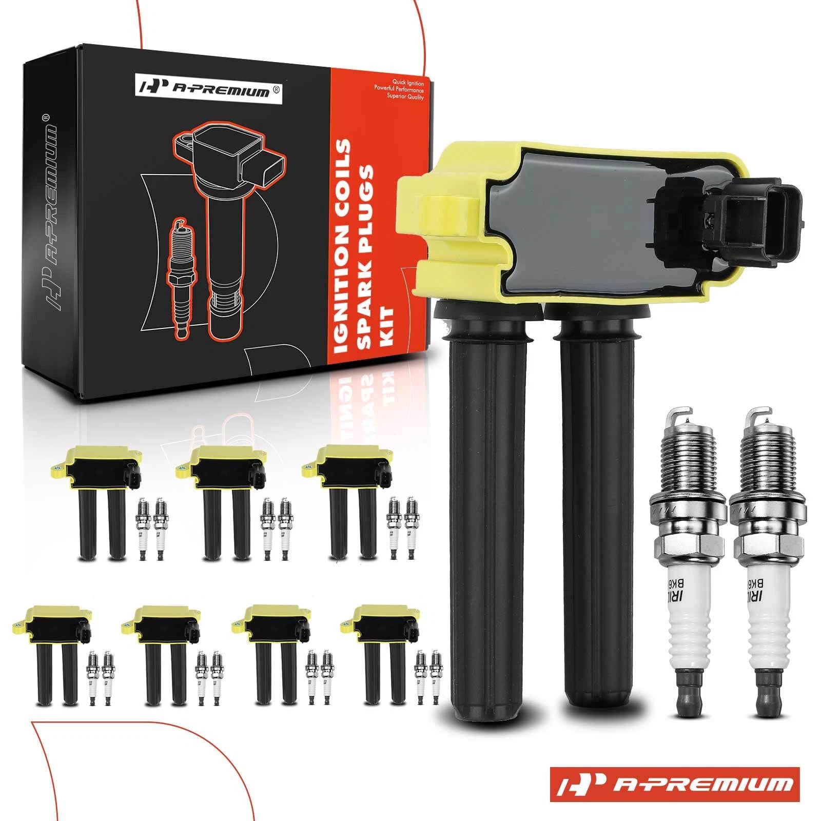 Set of 8 Ignition Coils & 16 Iridium Spark Plugs for Dodge Ram (2002–2023)
