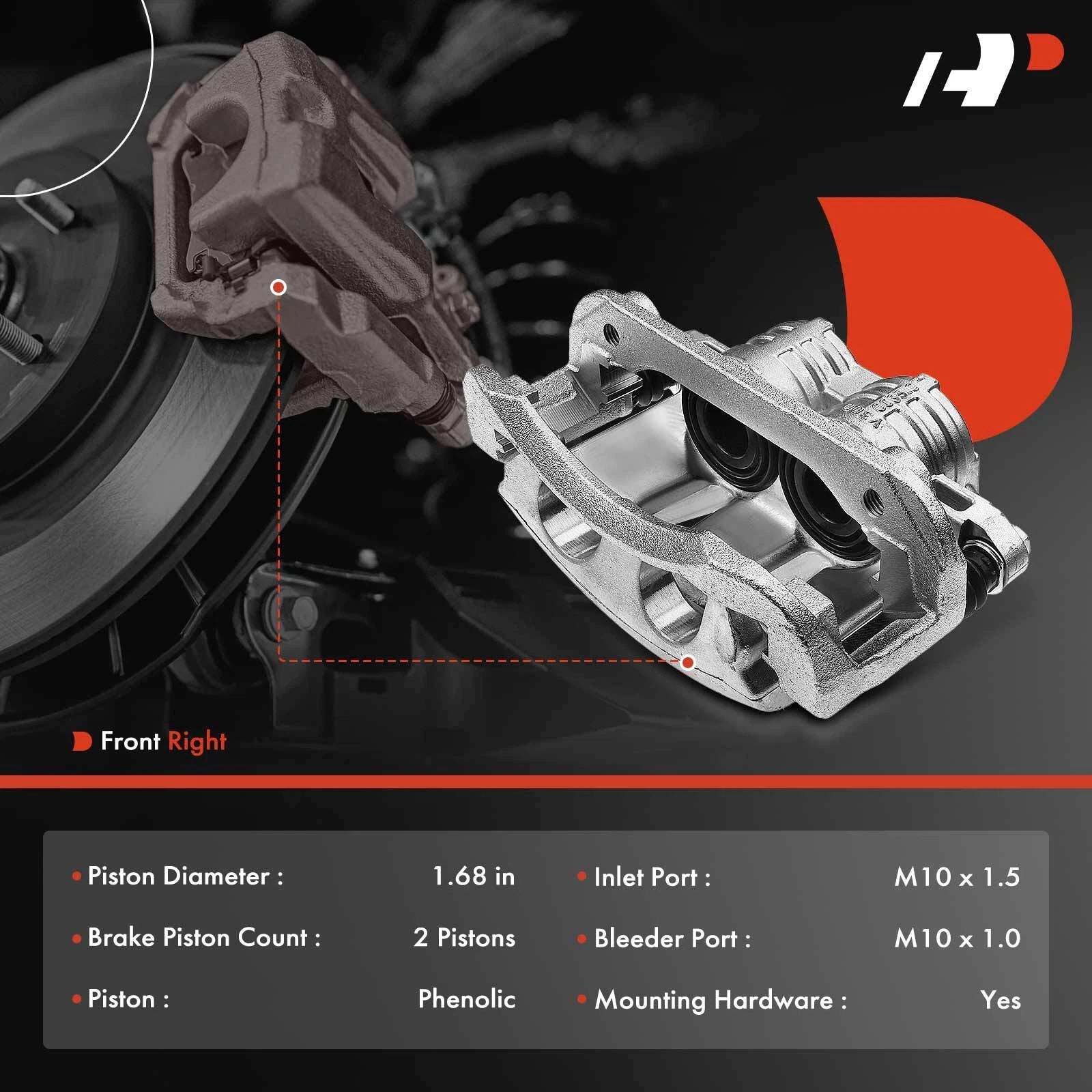 Front Right Disc Brake Caliper with Bracket for Ford Mustang (2005-2010)