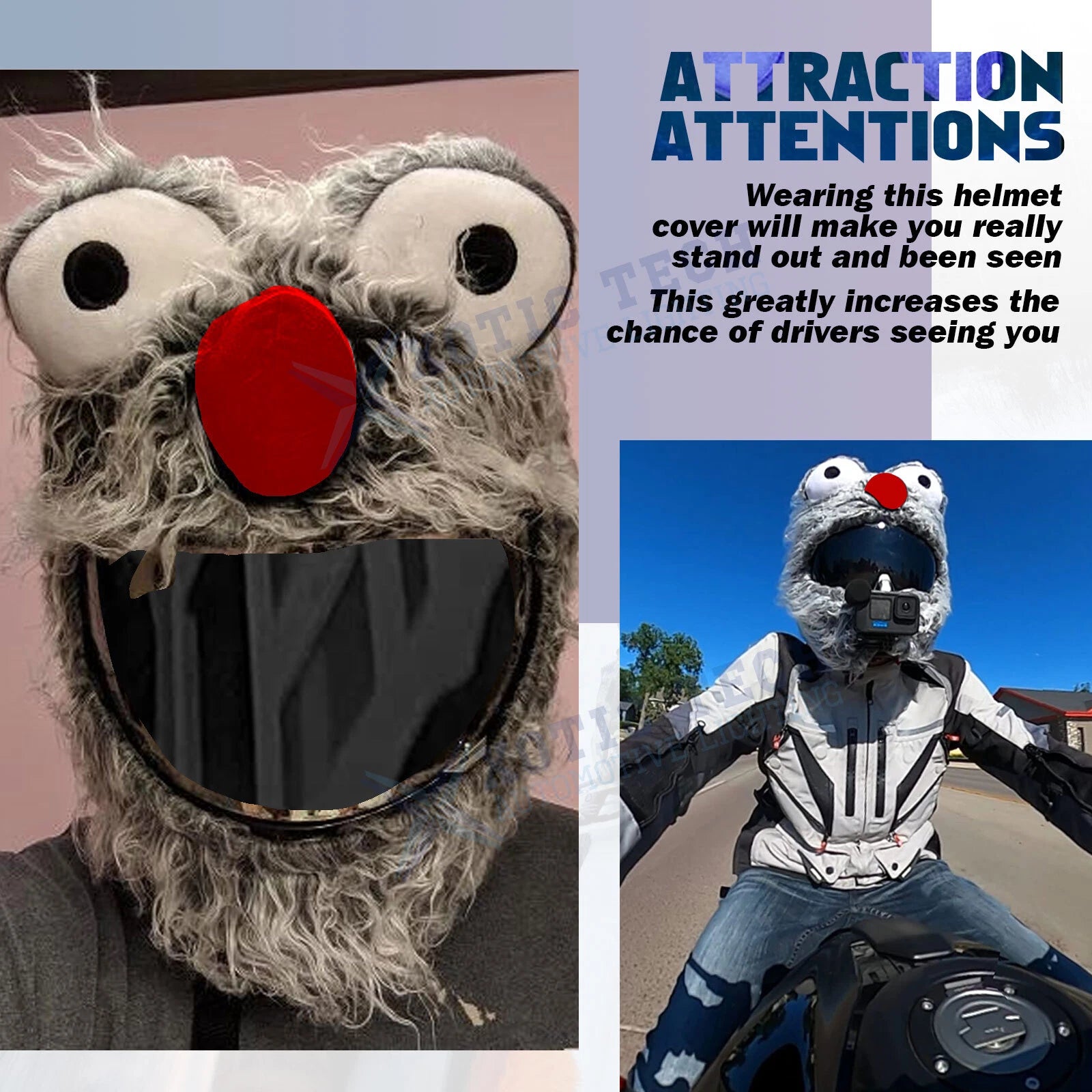 Helmet Cover Sleeve Set for Motorcycle Fluffy Funny Full Face (-)