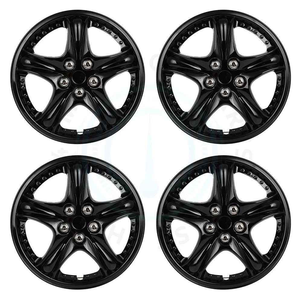 Set of 4 Black 13 Inch Wheel Hub Caps for R13 Tires