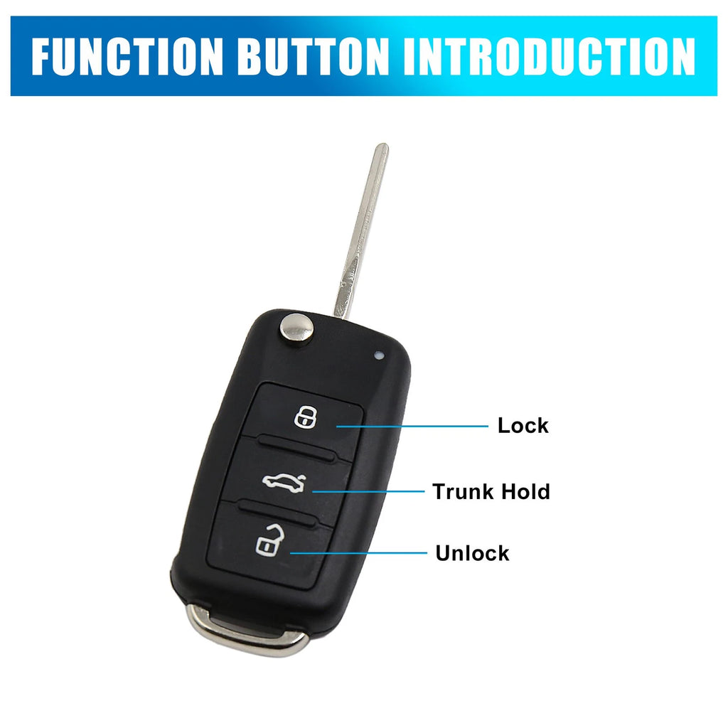 Key Shell Case for VW Beetle, Caddy, Jetta (1X)