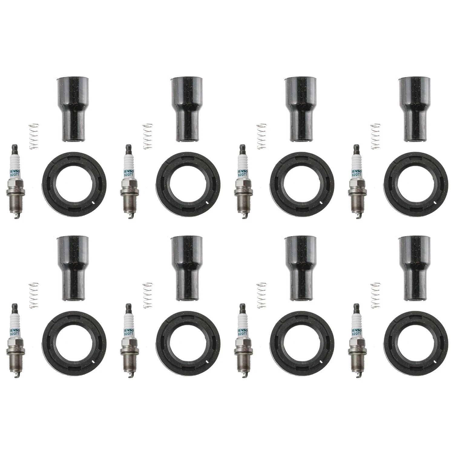 Set of 8 Denso Iridium TT Spark Plugs & Coil Boots for GS430, Land Cruiser, Tundra (2000–2006)