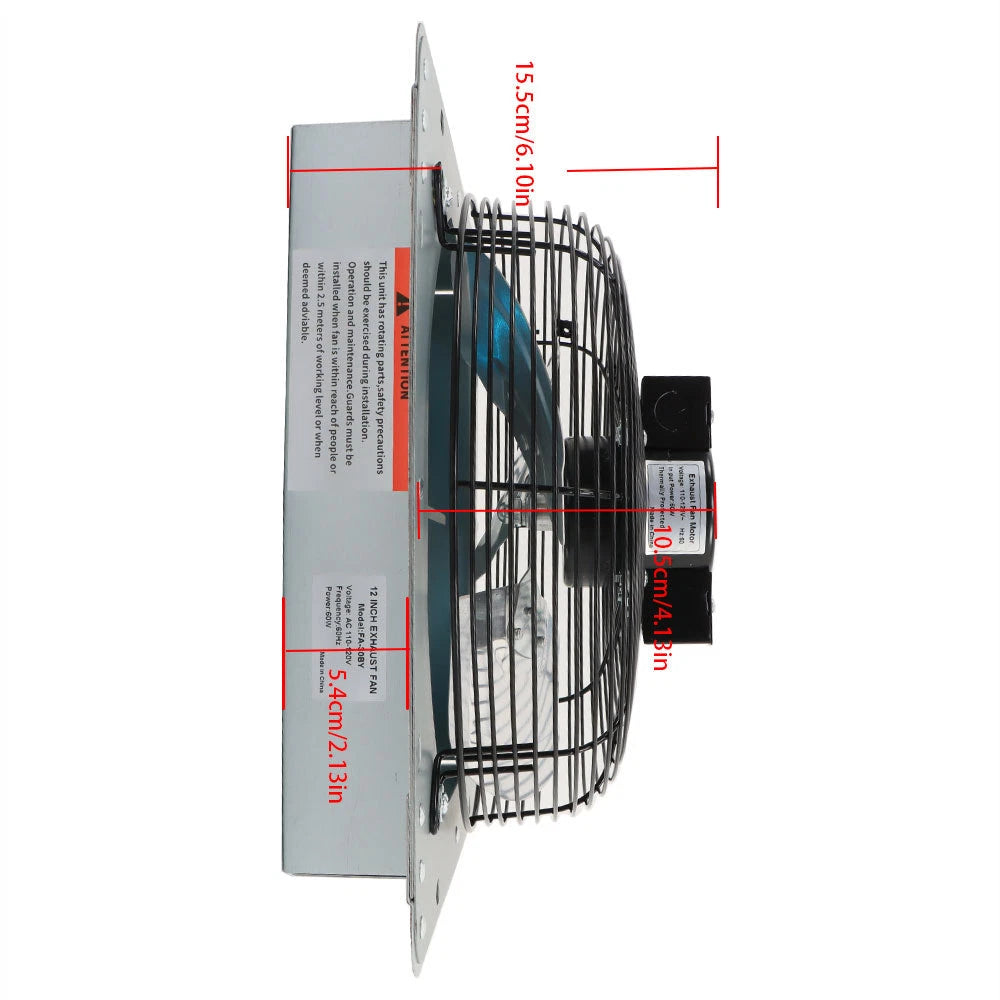 12" Wall Mounted Exhaust Fan for Home Use (1620 RPM)