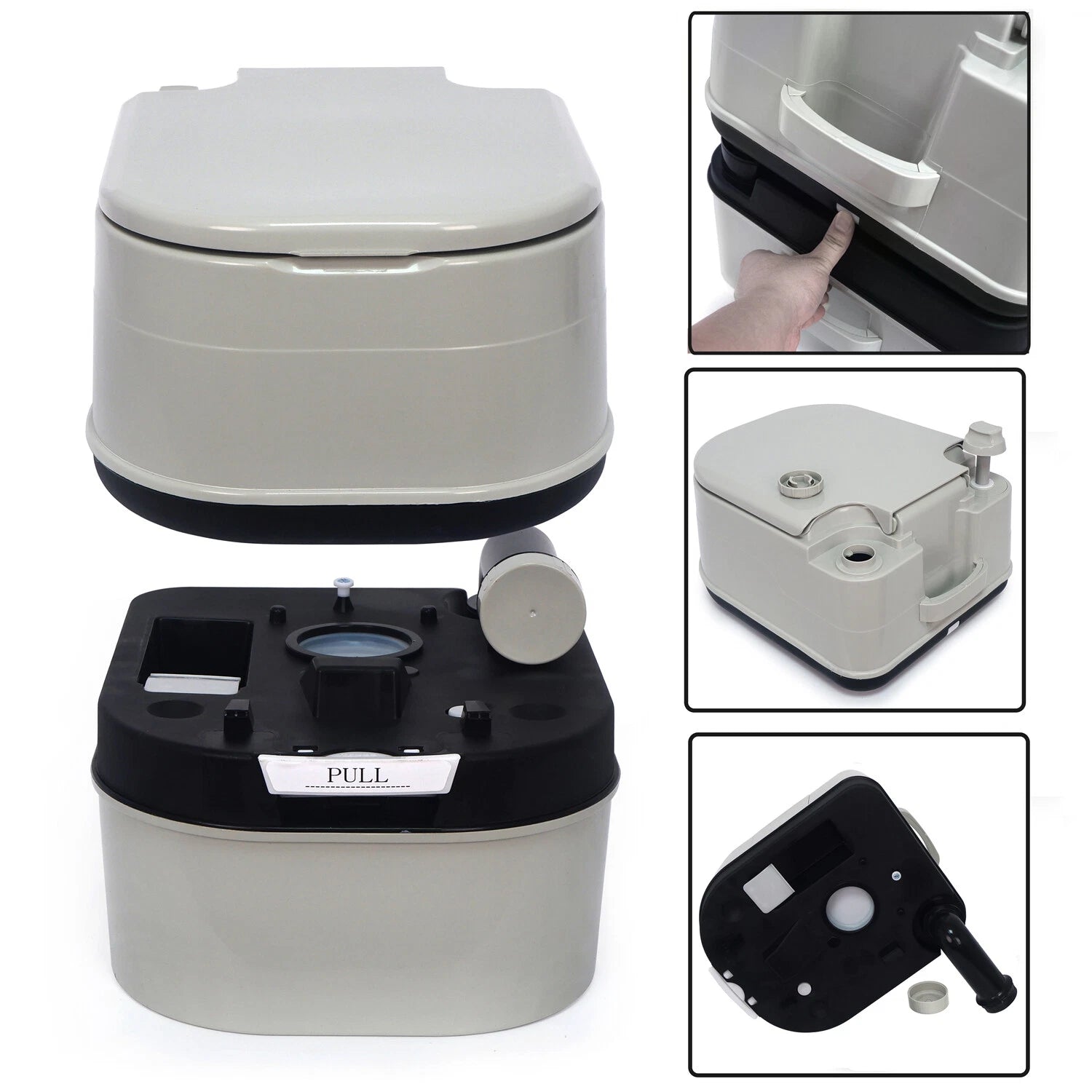 Portable Toilet 24L 6.3 Gallon for Camping Travel Piston Pump Commode