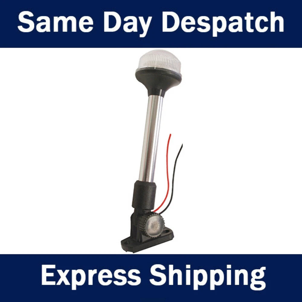LED Light Nav 360° Deck Mount Fold Down 12V 265mm Clear Lens for