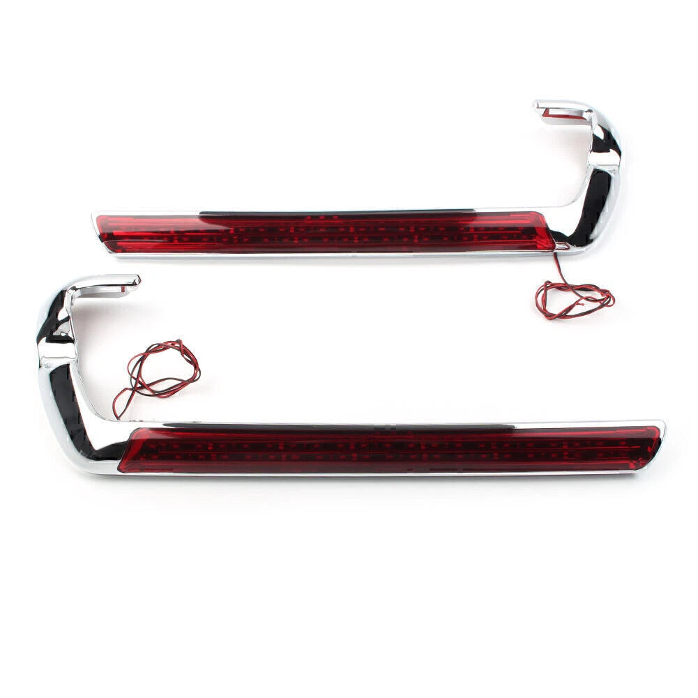 2X Chrome Saddlebag LED Side Marker Light Red Lens for Harley Touring (2014–2020)