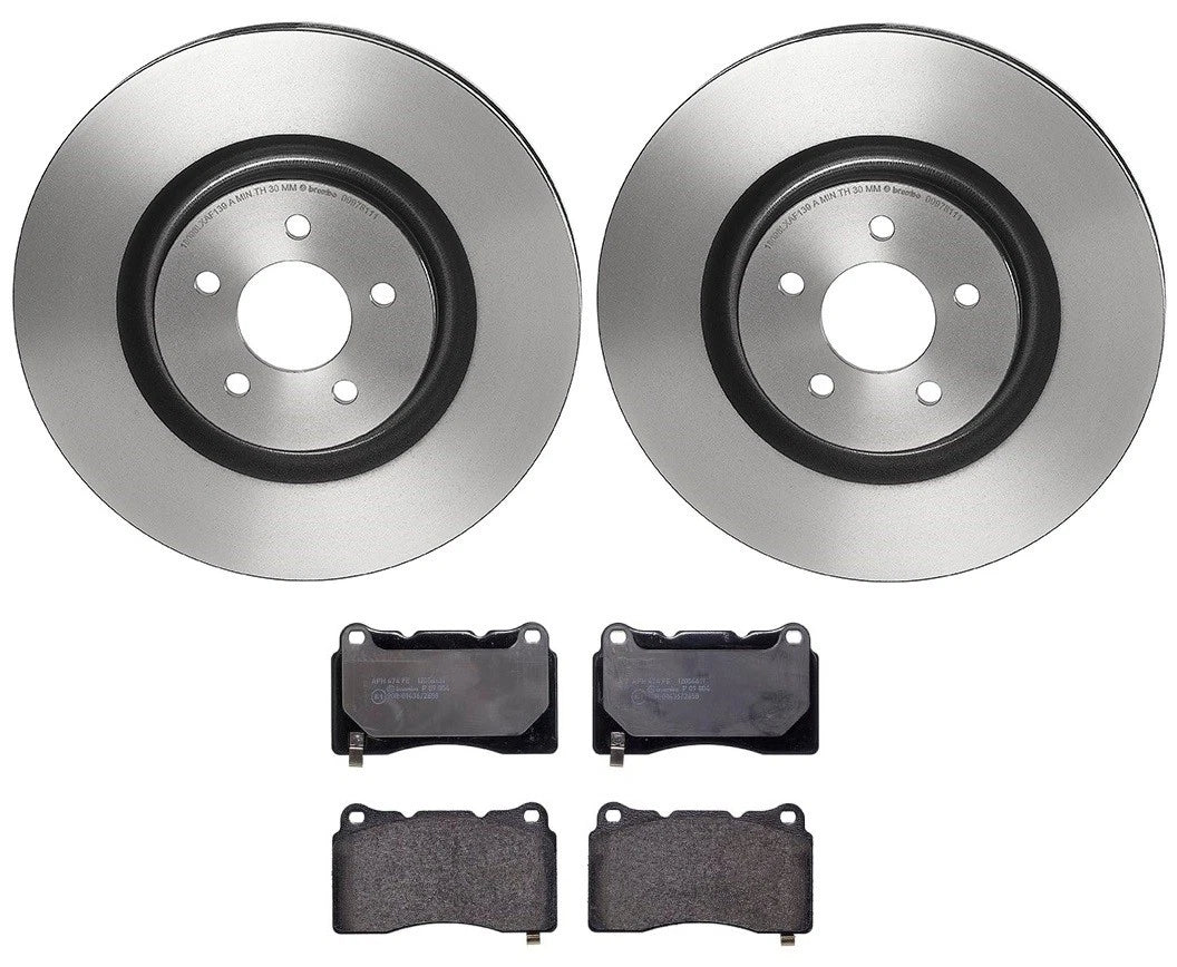 Brembo Front Brake Kit for Ford Mustang GT (PVT Coated Disc Rotors, Low-Met Pads)