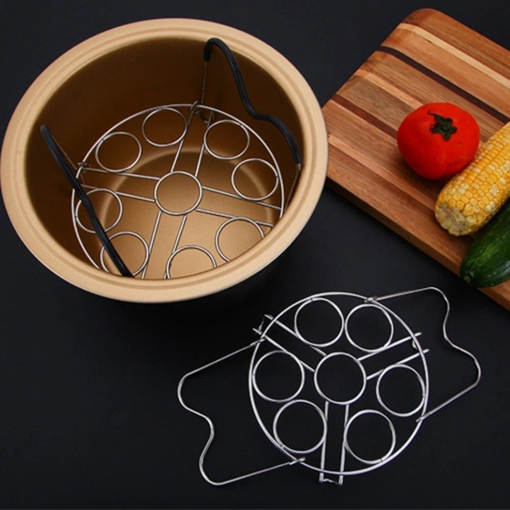7 Hole Stainless Steel Steamer Rack with Handle for Steam Circulation (15cm)
