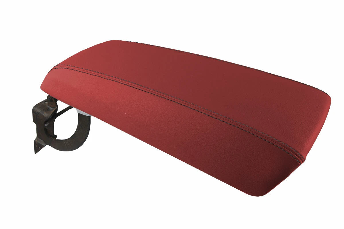 Leather Console Lid Armrest Cover for Ford Edge (2011–2020) Red Black Stitch