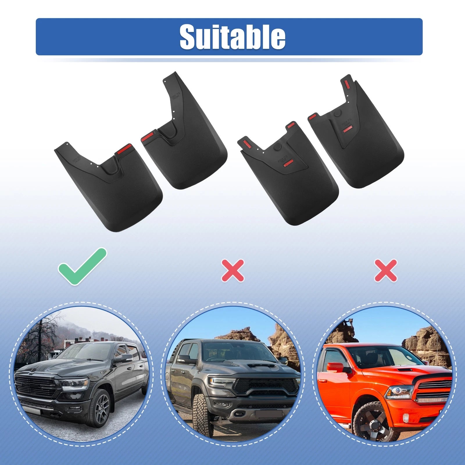 Set of 4 Mud Guards for Dodge Ram 2500 3500 (2010–2023)