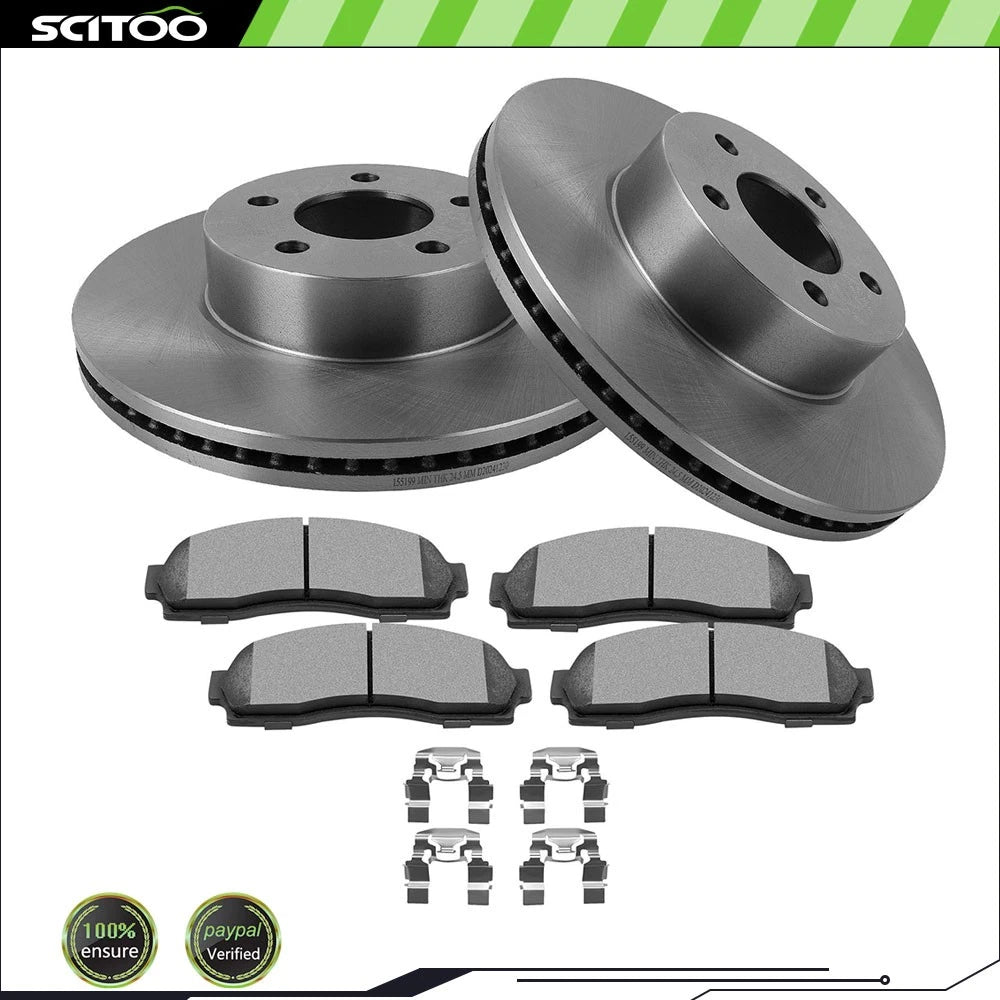Set of 2 Front Brake Rotors and Ceramic Pads for Ford Explorer Sport 54097 833