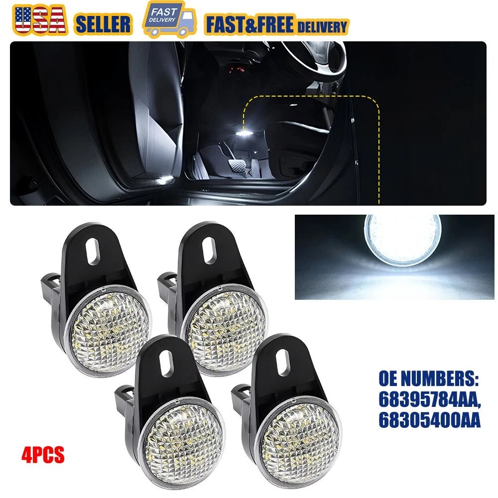 4X LED Under Dash Courtesy Light for Jeep Wrangler TJ, Cherokee XJ, Dodge Ram 1500 (1997–2006)