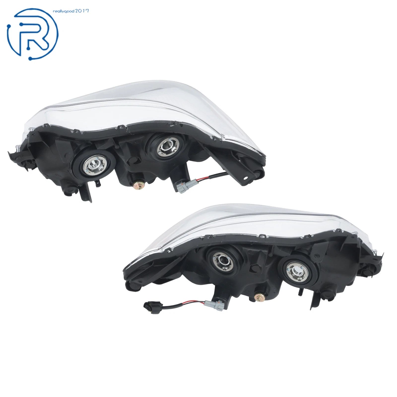 Pair of Black Housing Halogen Projector Headlights for Toyota Avalon (2013-2015)