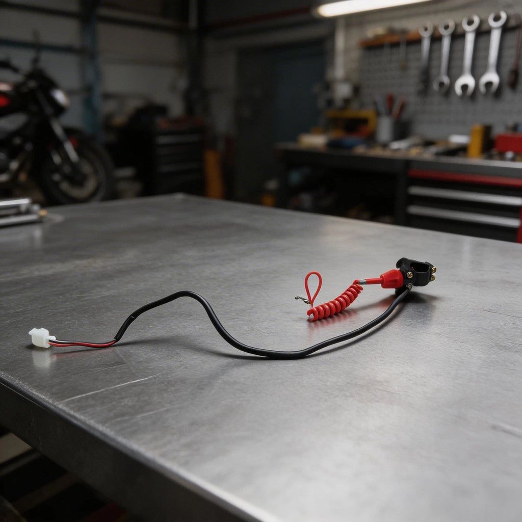Compact Engine Stop Button with Tether for ATV Motorcycle