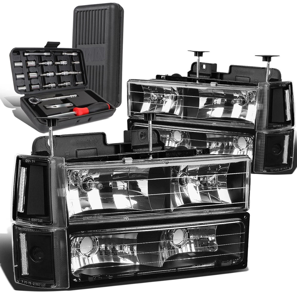 Headlight Set for GMC C10 C/K Pickup (1994–2000) - Black Clear Signal