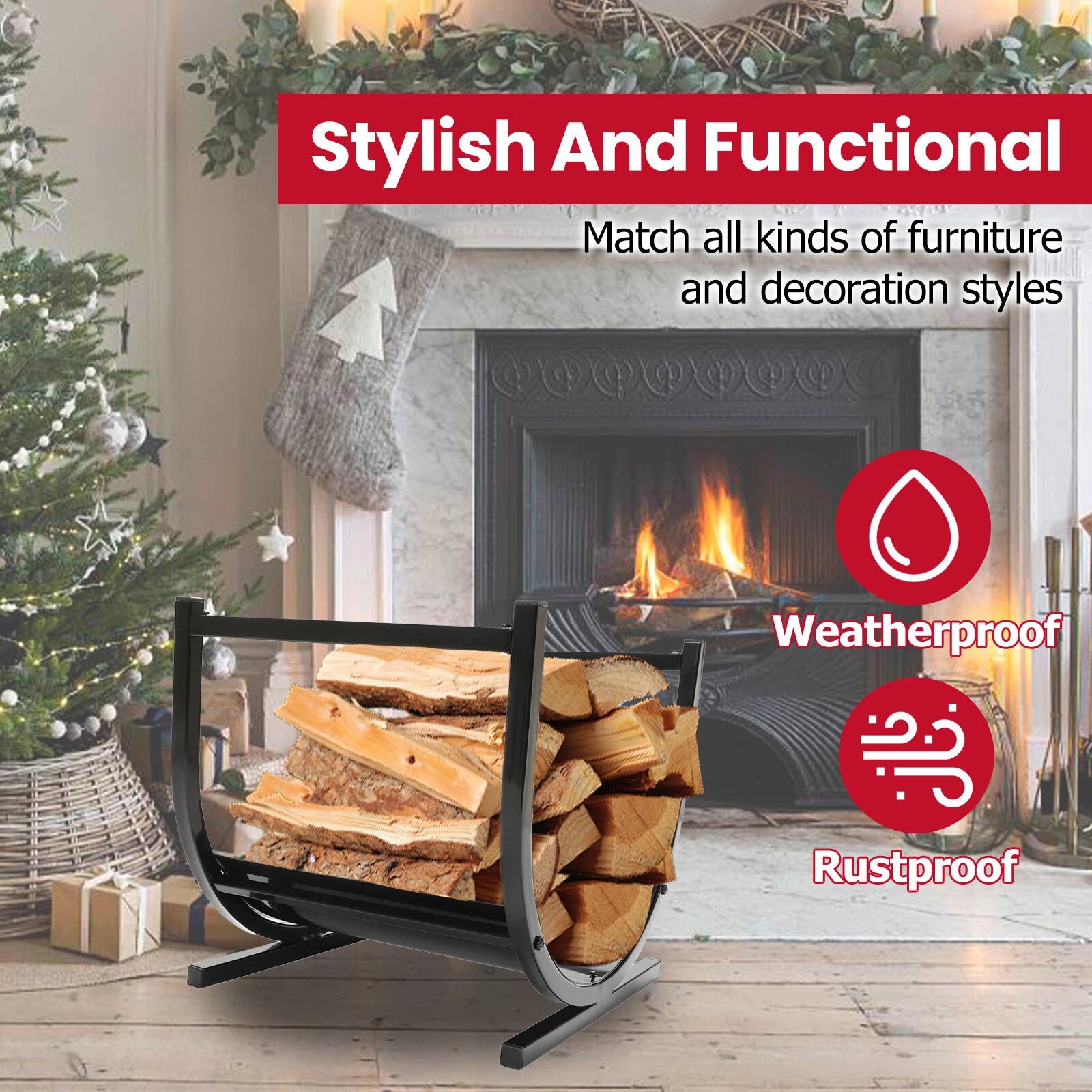 Firewood Rack for Fireplace (Metal)